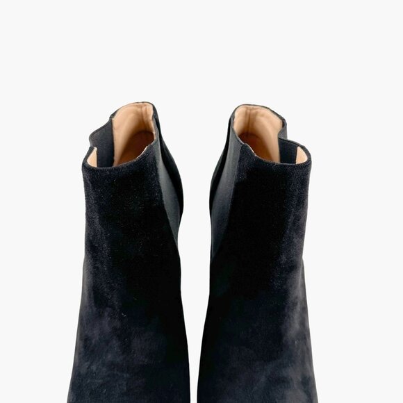 Chanel Cap Toe Ankle Boots EU 39 US 8-8.5 Black Suede Block Heel Chelsea Booties - Picture 4 of 13